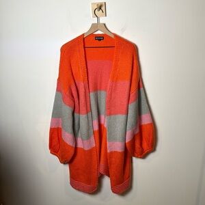 Colorful Vibrant Striped Women's Open Cardigan Sweater